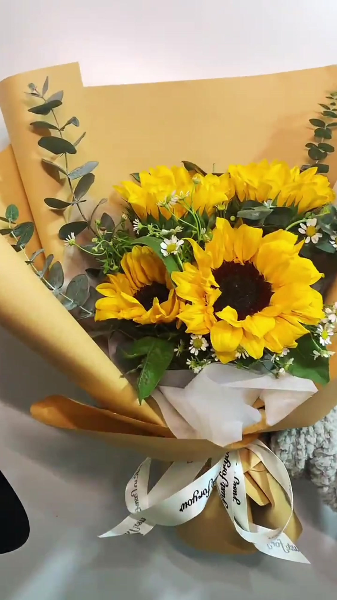 向日葵手打混搭花束包装教程来了