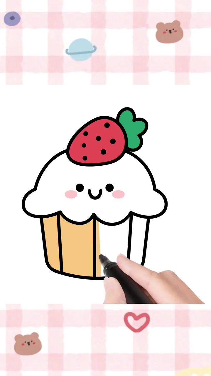 草莓蛋糕简笔画水果图片