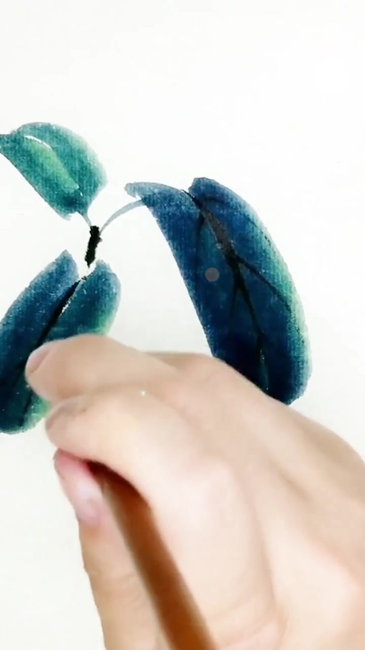 传统国画国画写意长桃叶画法教程