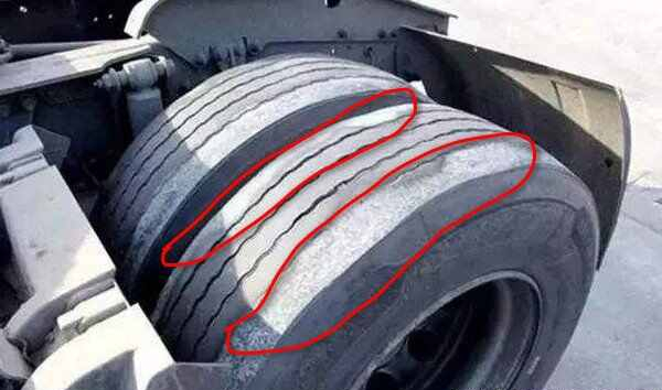 各种货车后轮吃胎图片,货车后轮吃胎的原因