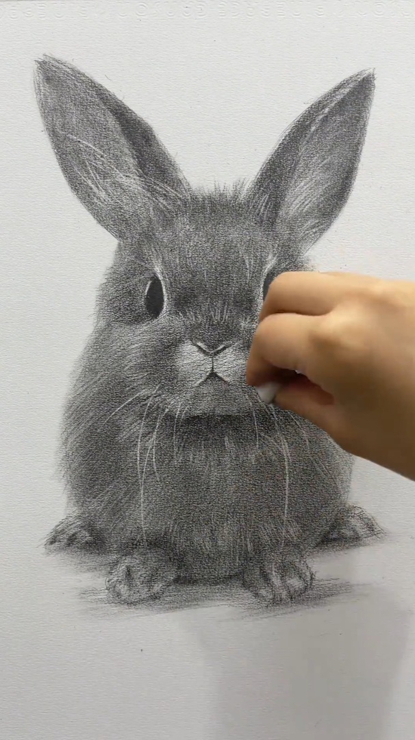 兔头素描画图片