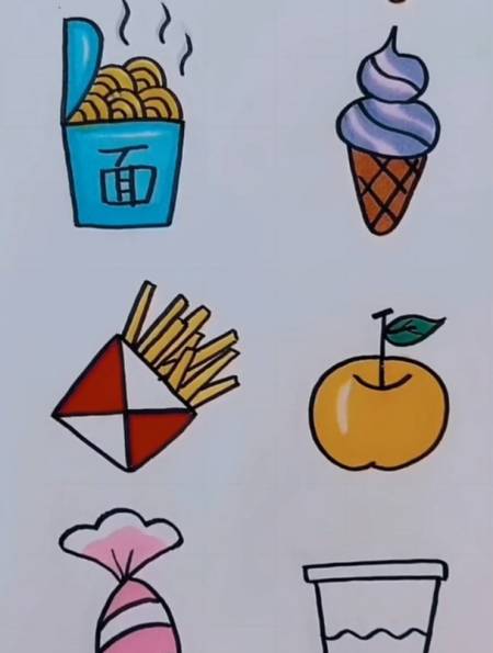 创意数字画各种小零食,简笔画教学-度小视