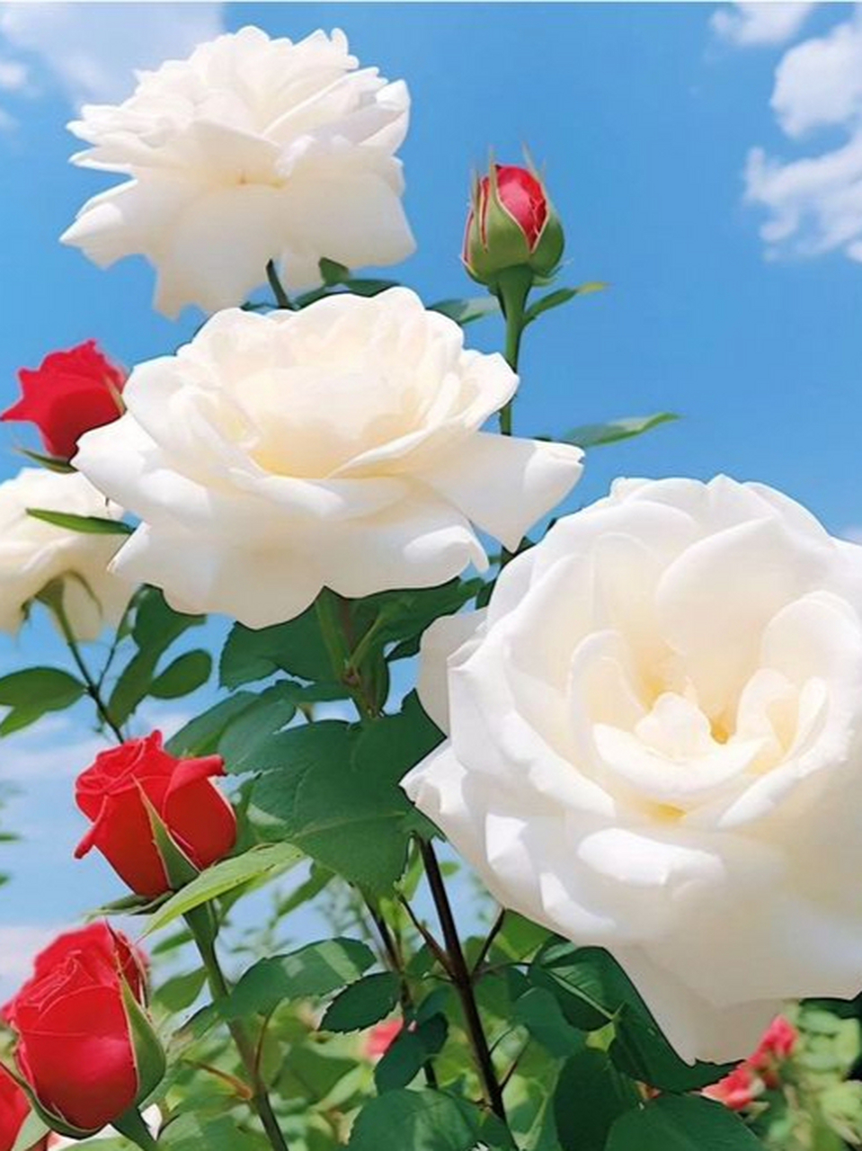 蓝天下的玫瑰花