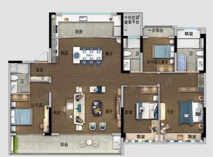 200平米的优雅大平层户型,这样的格局你能打多少分?