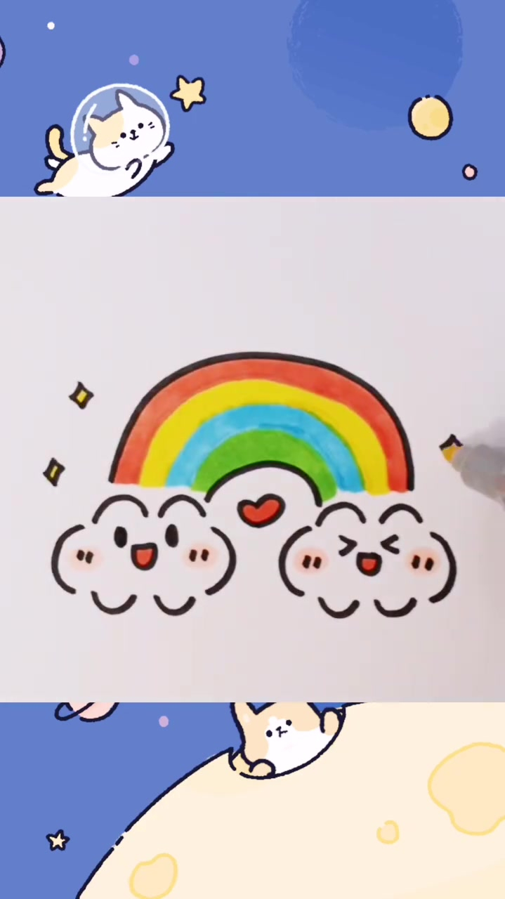 彩虹简笔画可爱 步骤图片