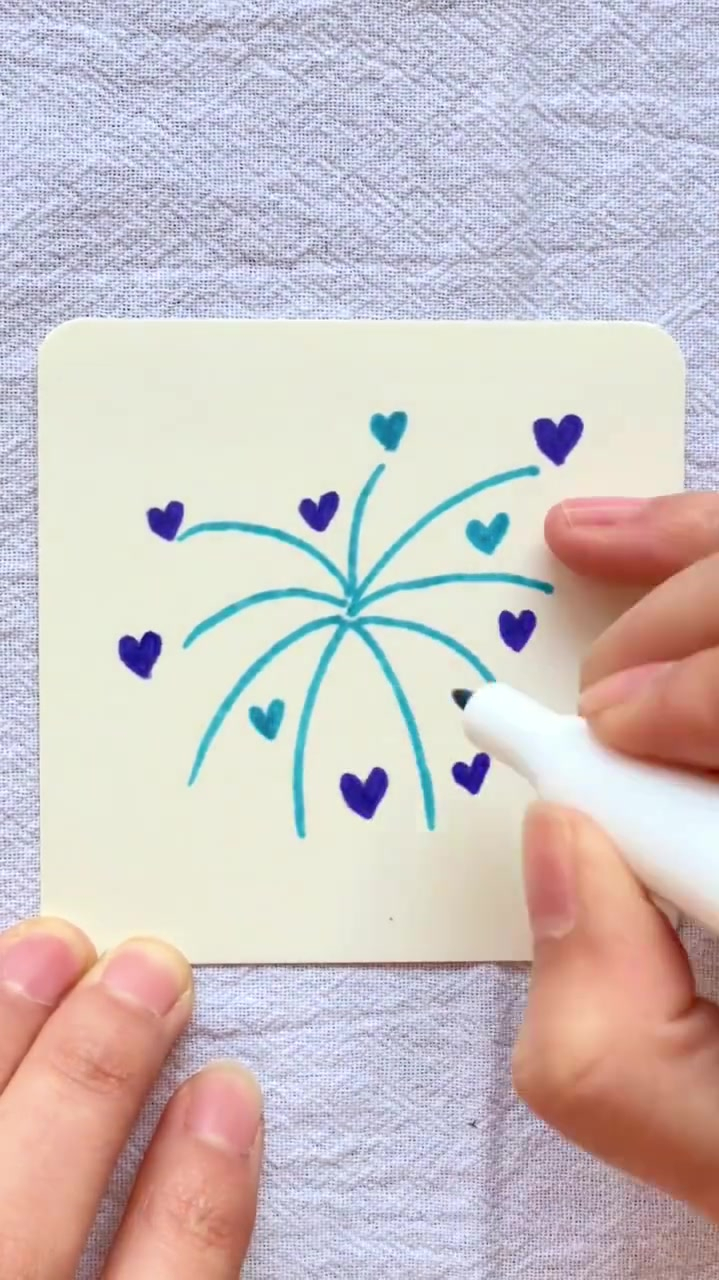 马克笔非常简单的烟花来咯