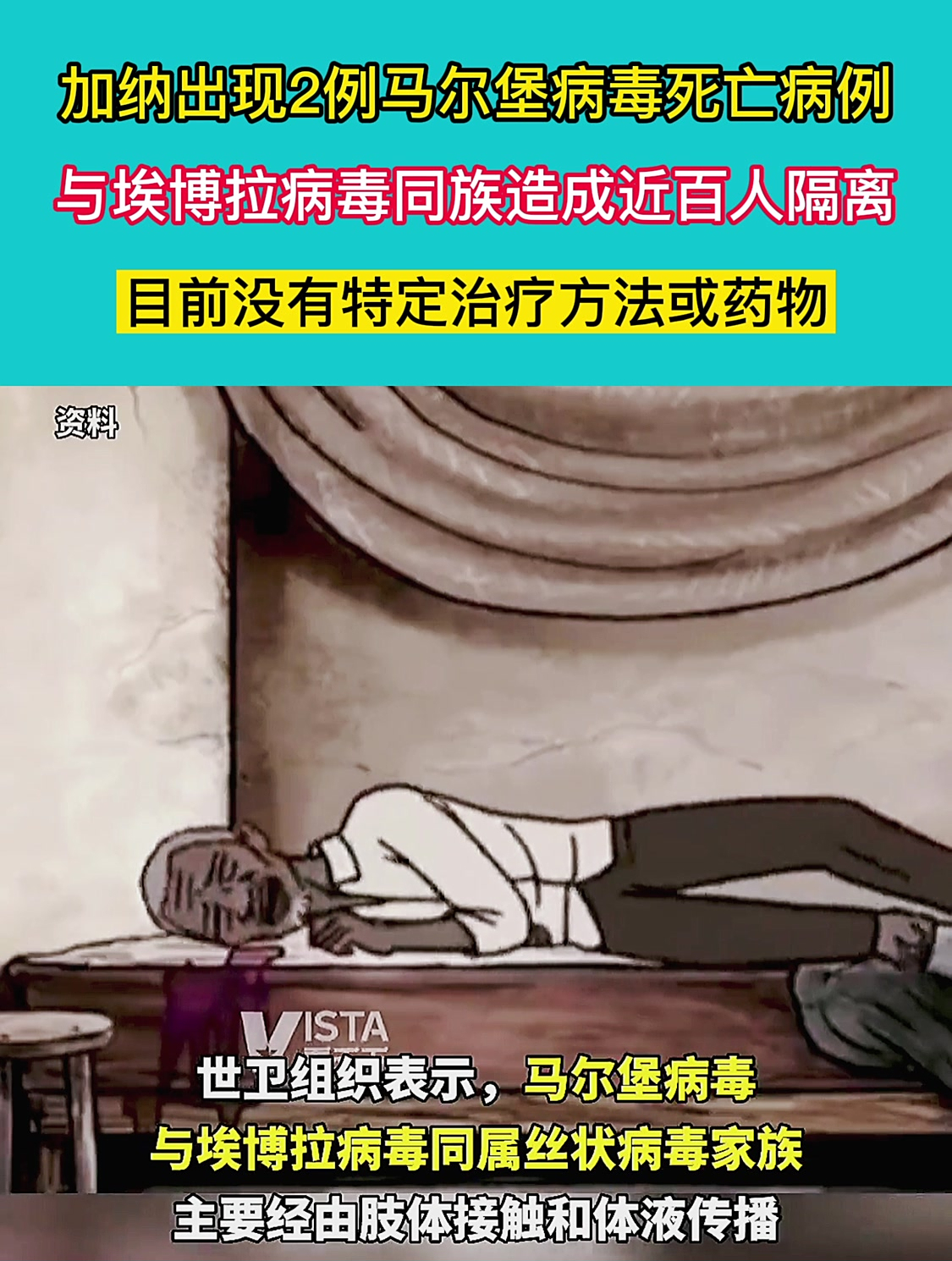 加纳卫生部确认该国出现2例马尔堡病毒死亡病例