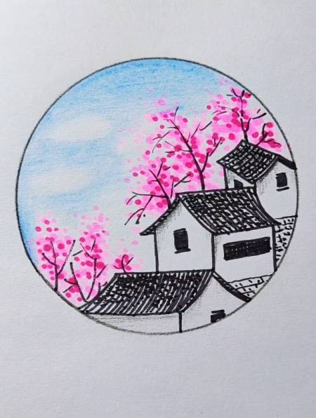 马克笔小风景又来啦,喜欢的收藏起来慢慢画 简笔画-度小视