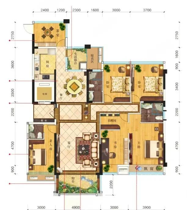 200平米优雅大平层户型,整体实用性非常强