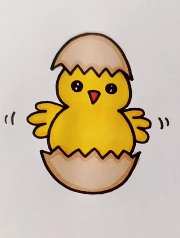 这样画破壳的小鸡,一学就会
