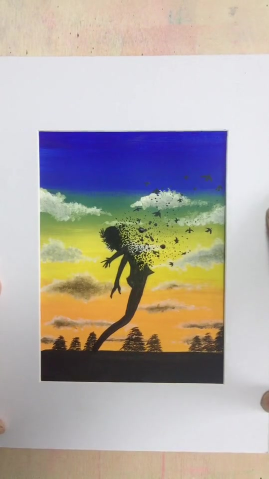 夕阳下的你们看了是什么感觉水粉画