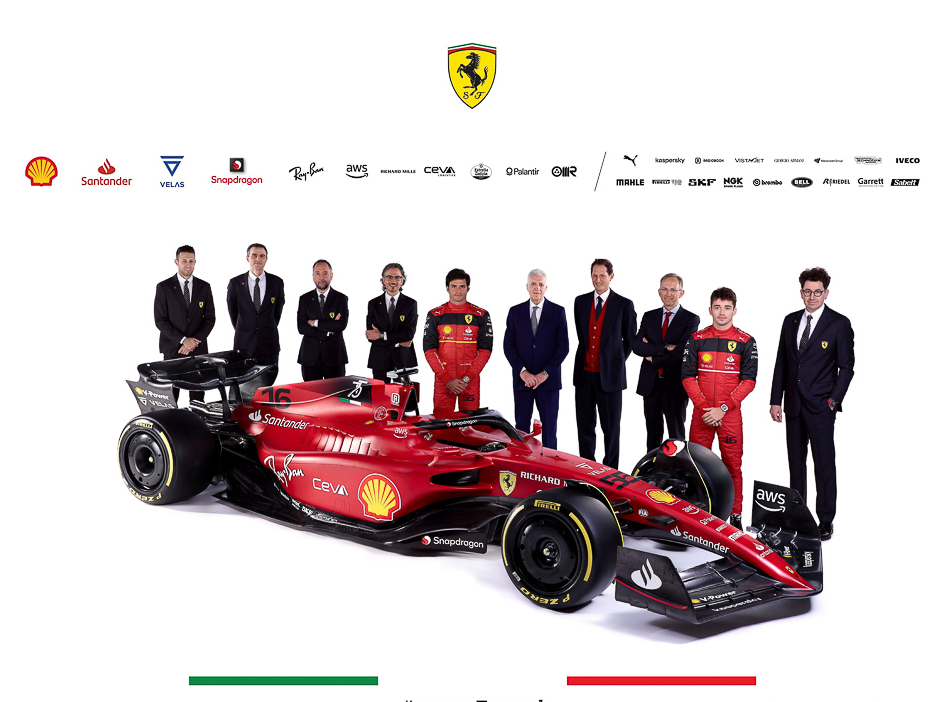 scuderia ferrari法拉利f1车队全新赛车f1-75,正式亮相