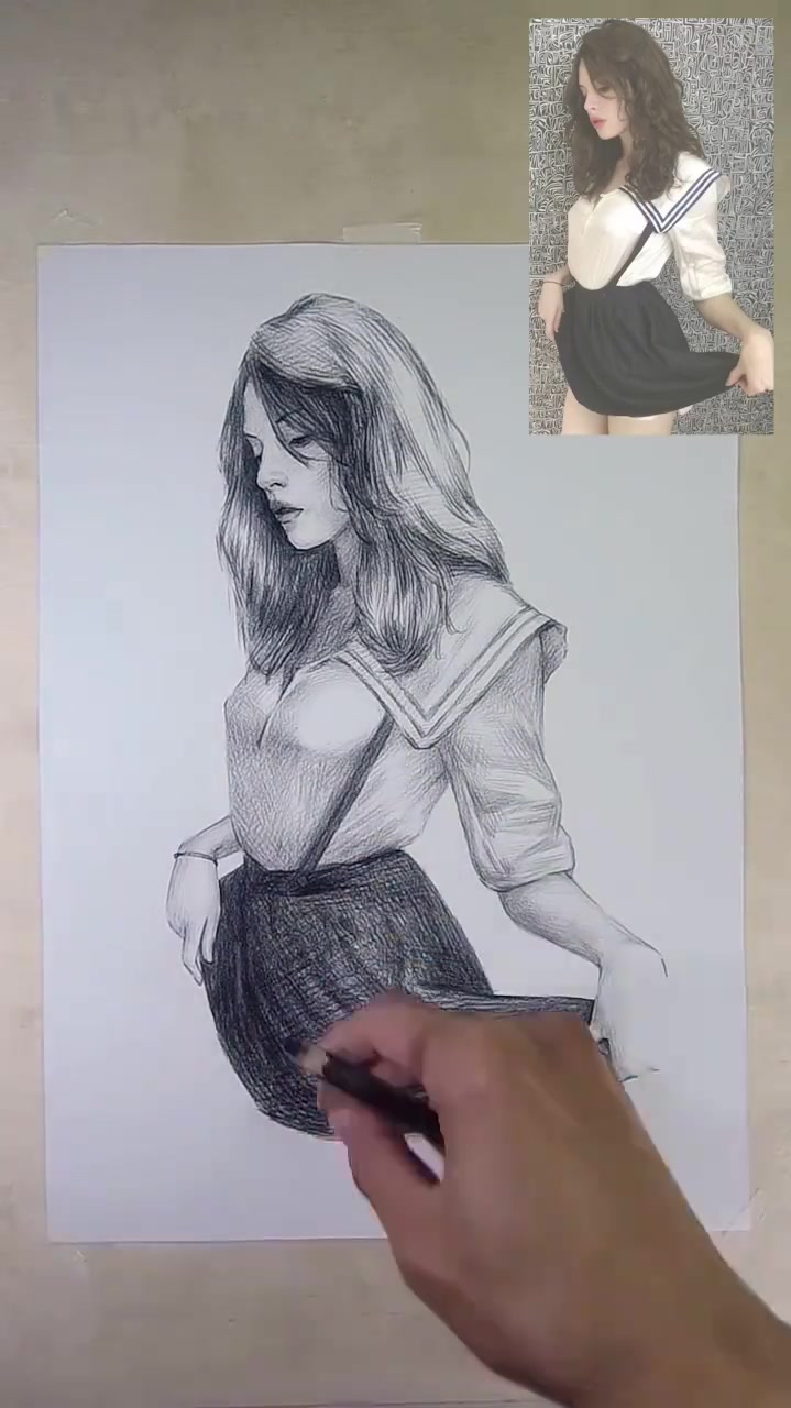 素描人物你们喜欢jk制服小姐姐吗