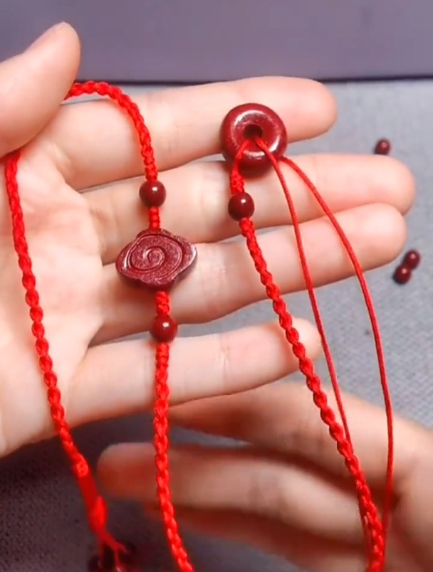 编绳手艺分享腰链编织教程070707红绳