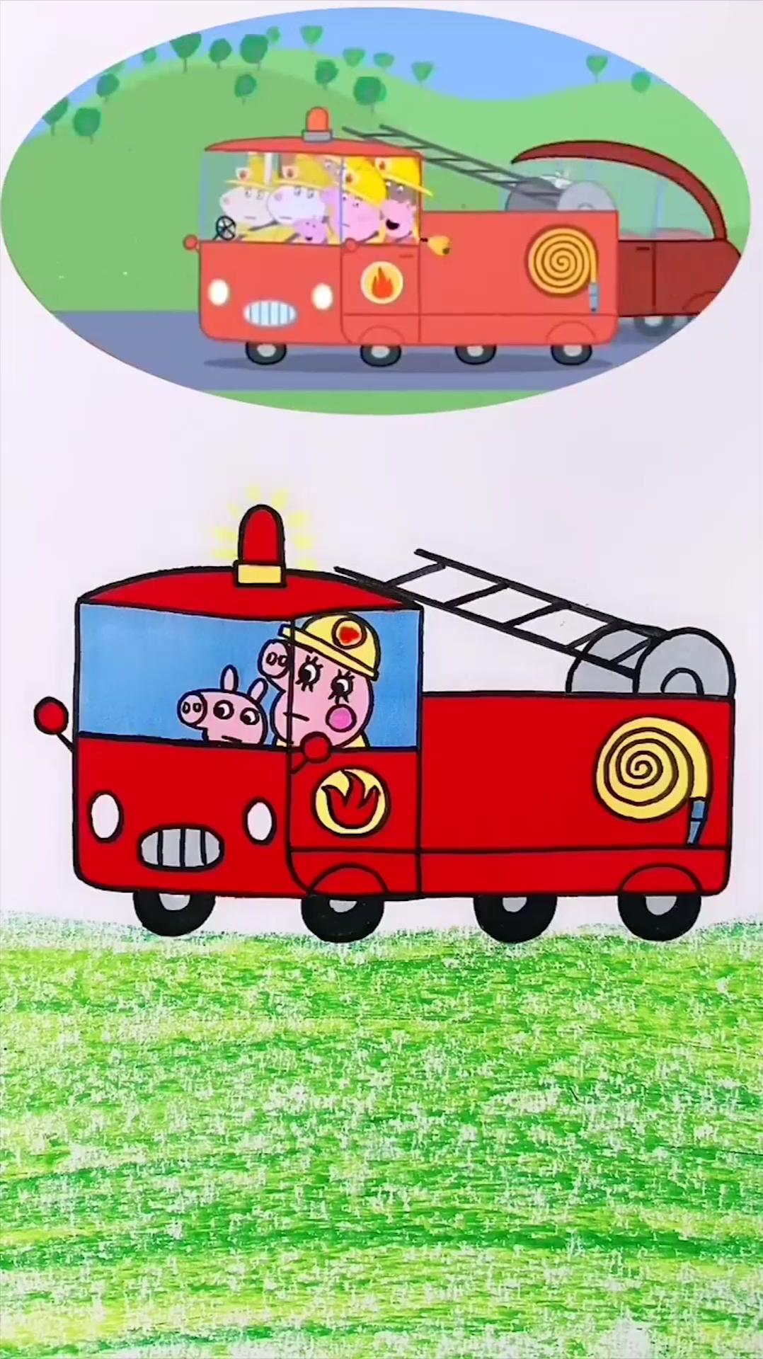 小猪佩奇消防车,简单易学