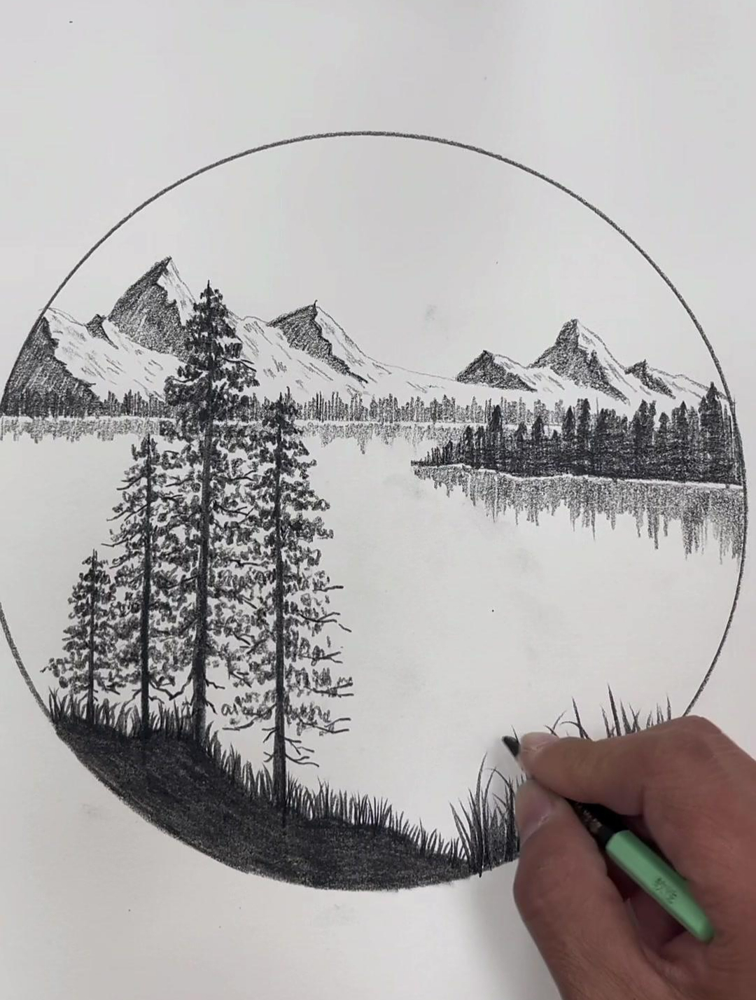 炭笔画山水,既然选择了前方,便只顾风雨兼程