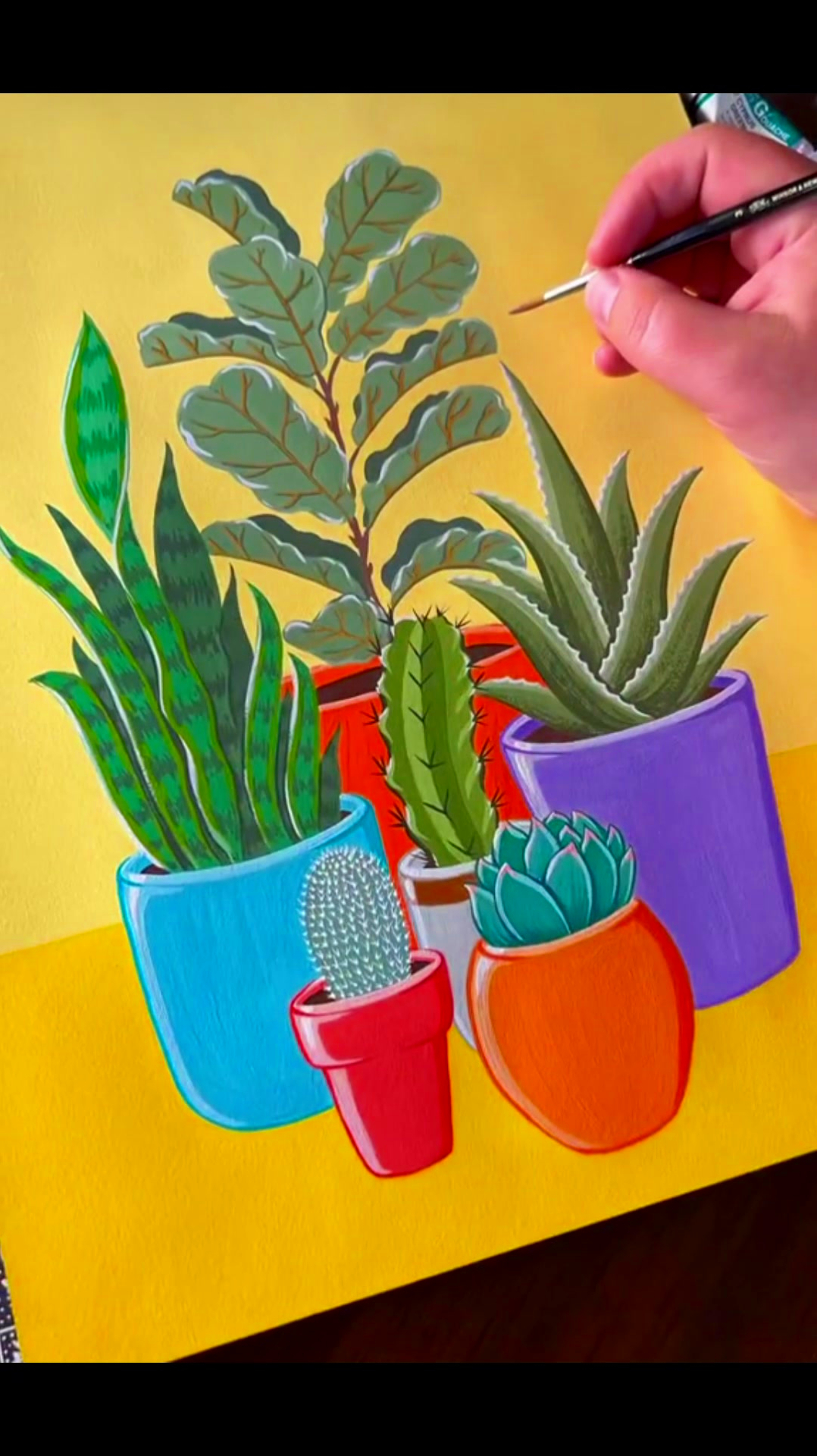 水彩画,简单绿植绘画