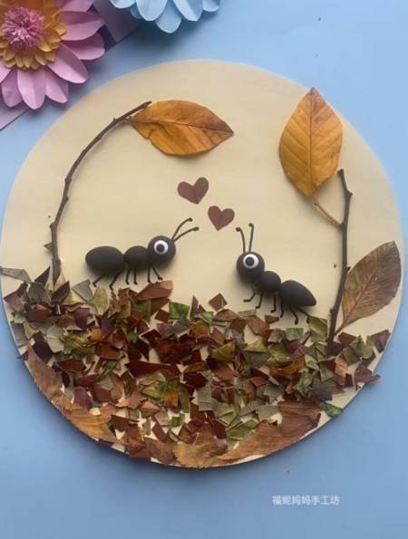 树叶贴画,两只蚂蚁相遇的故事-度小视