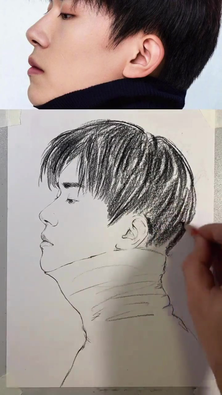 来幅易烊千玺爱了吗素描画