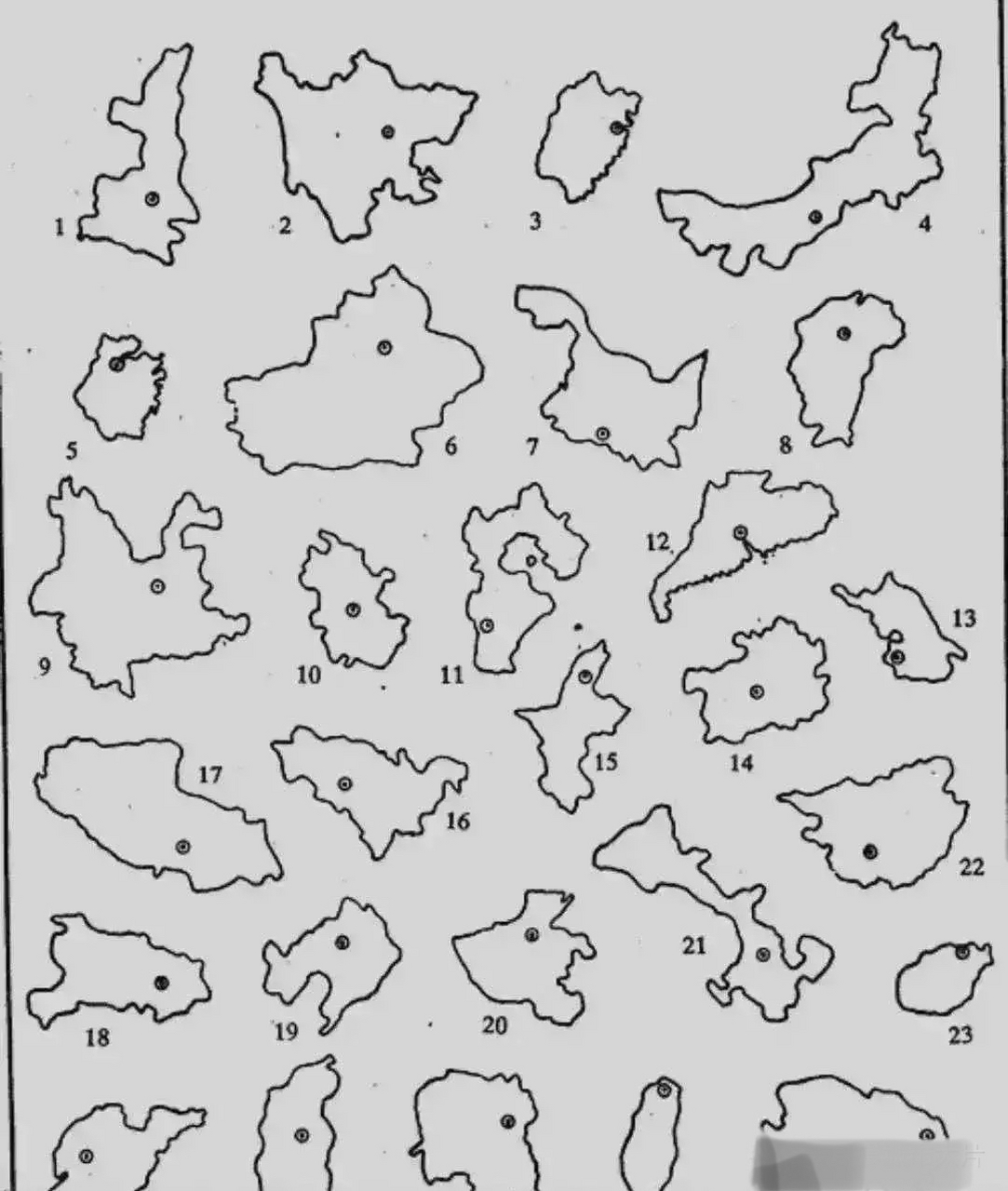 中国各省轮廓,能认识10个说明你的地理刚好及格.