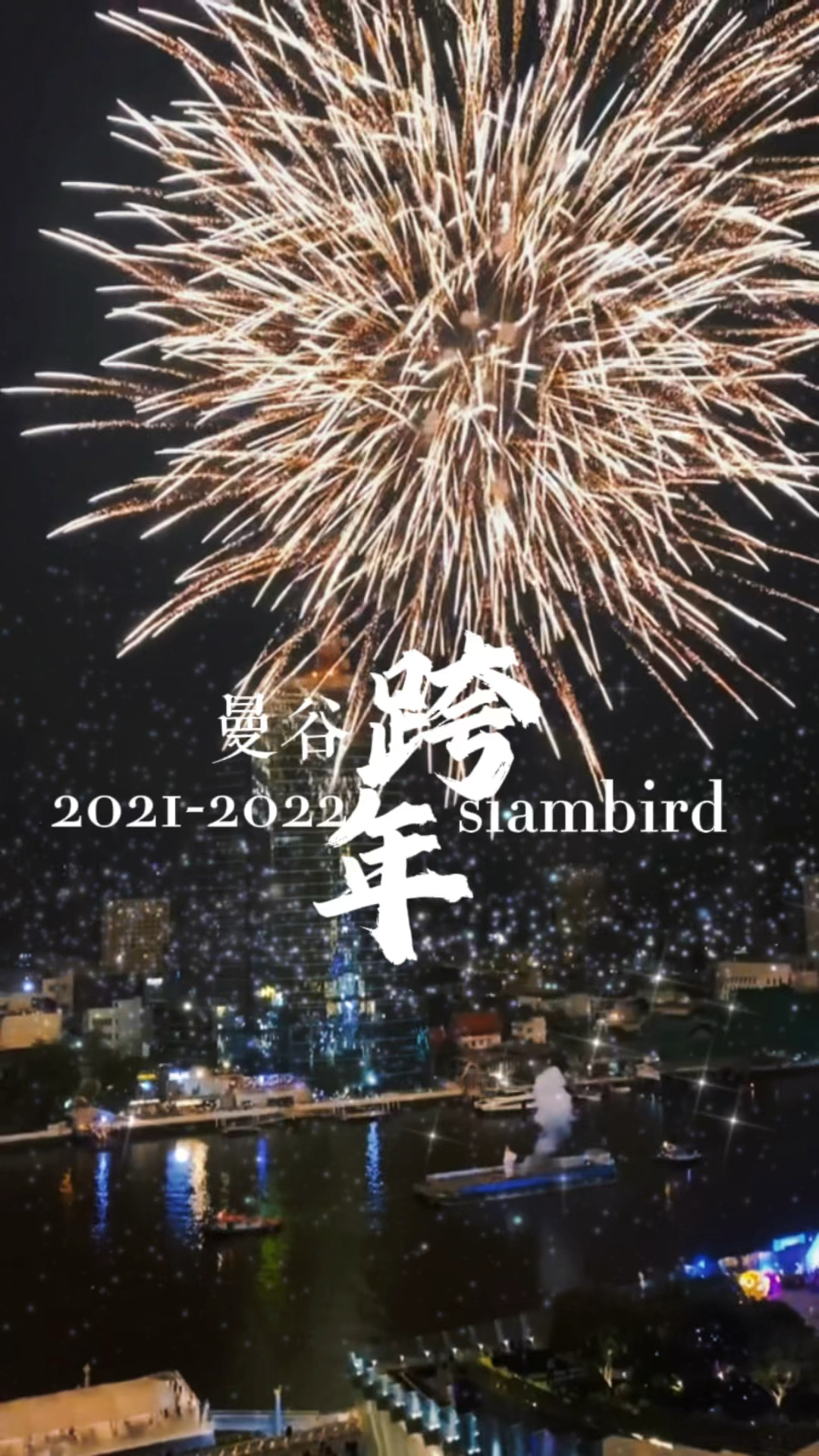 泰国曼谷20212022跨年倒数湄南河边盛大烟花秀照亮新年