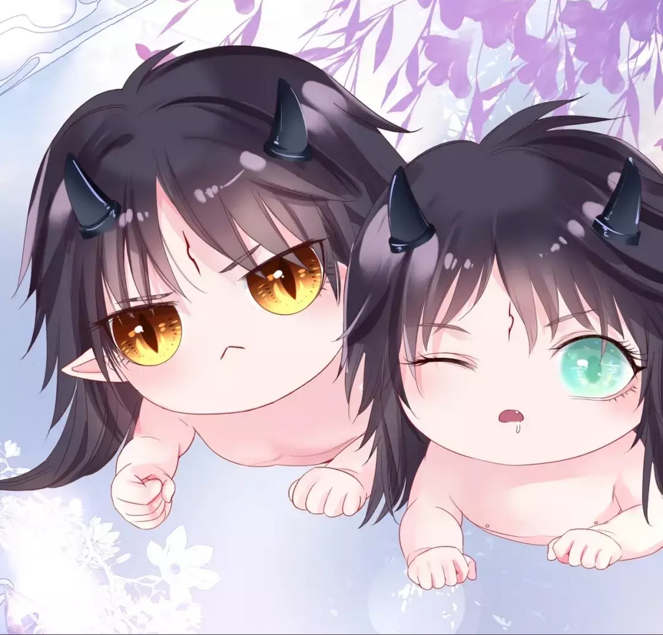 太可爱了吧,老大老二像魔尊,老三妹妹像离朱  这样的宝贝一口炫一个