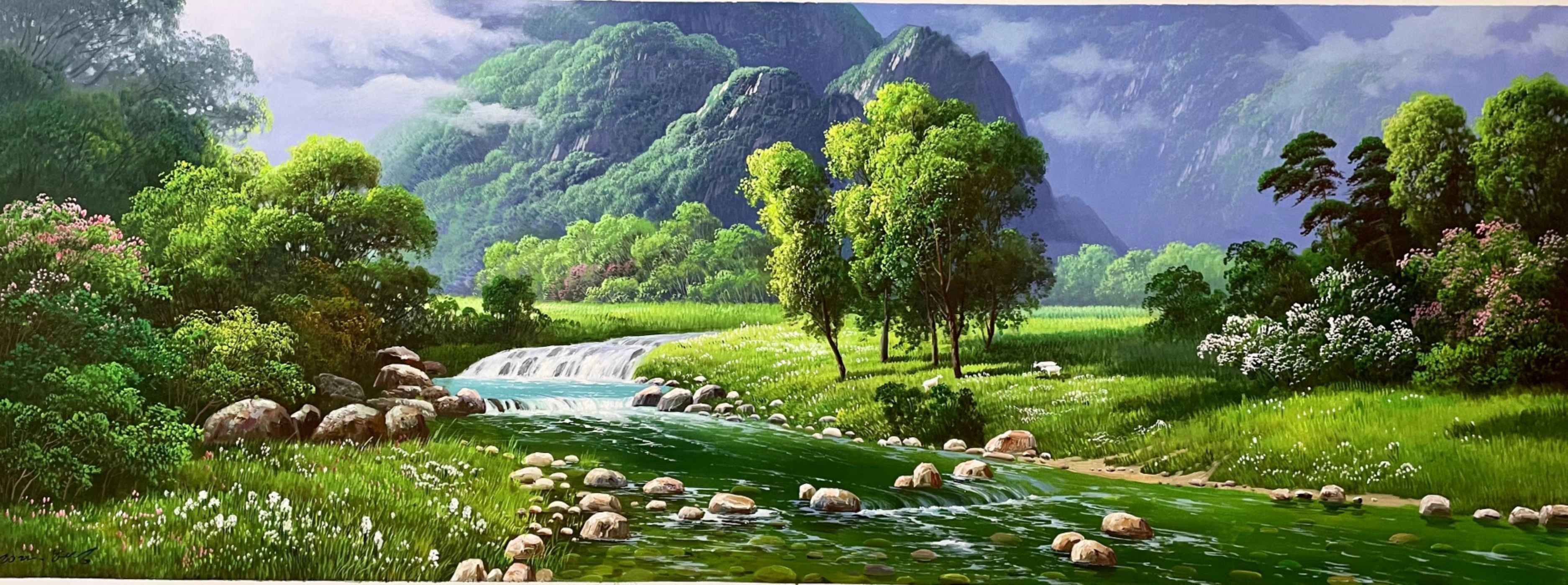 朝鲜油画 王光国 221×81 一级艺术家