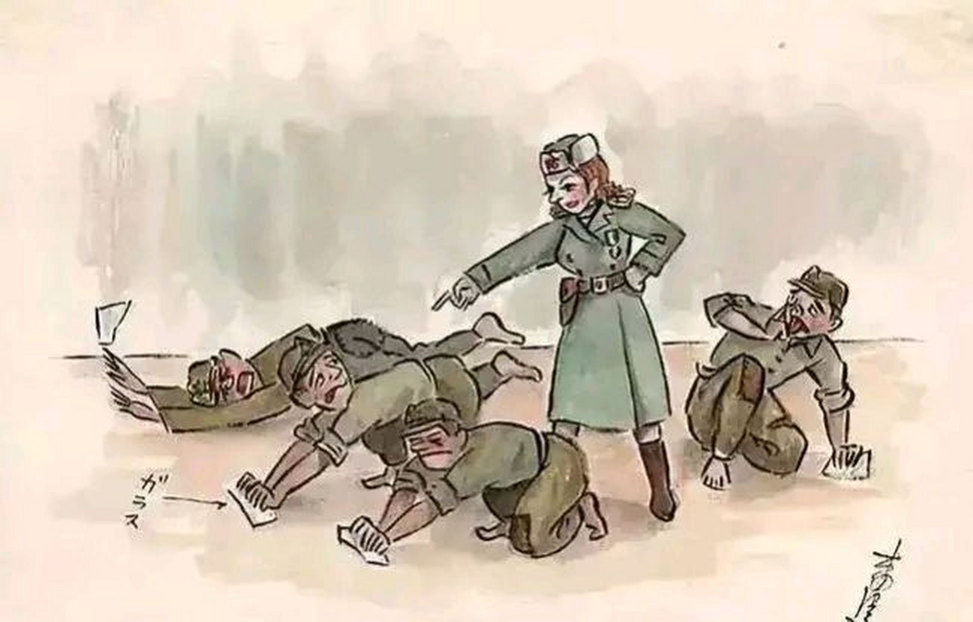 这是小鬼子们画的一组漫画,描绘的是二战后鬼子在西伯利亚战俘营里的