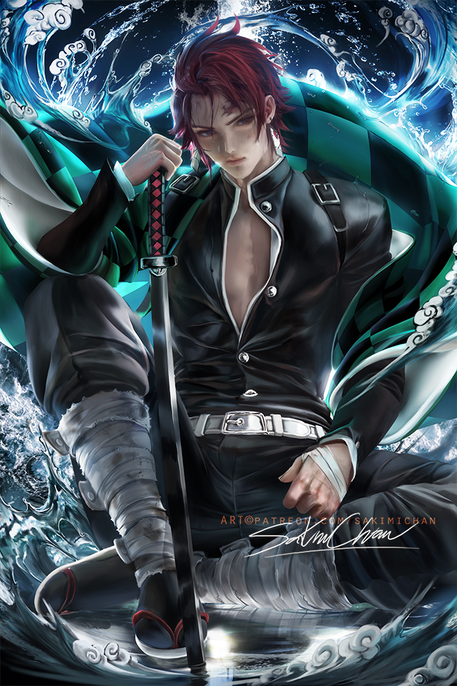 加拿大画师sakimichan:二次元纸片男神全部变成八块腹肌欧美风