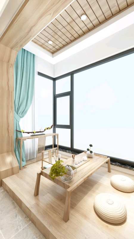 一米宽的餐厅小阳台做地台打造休闲小禅房超有意境