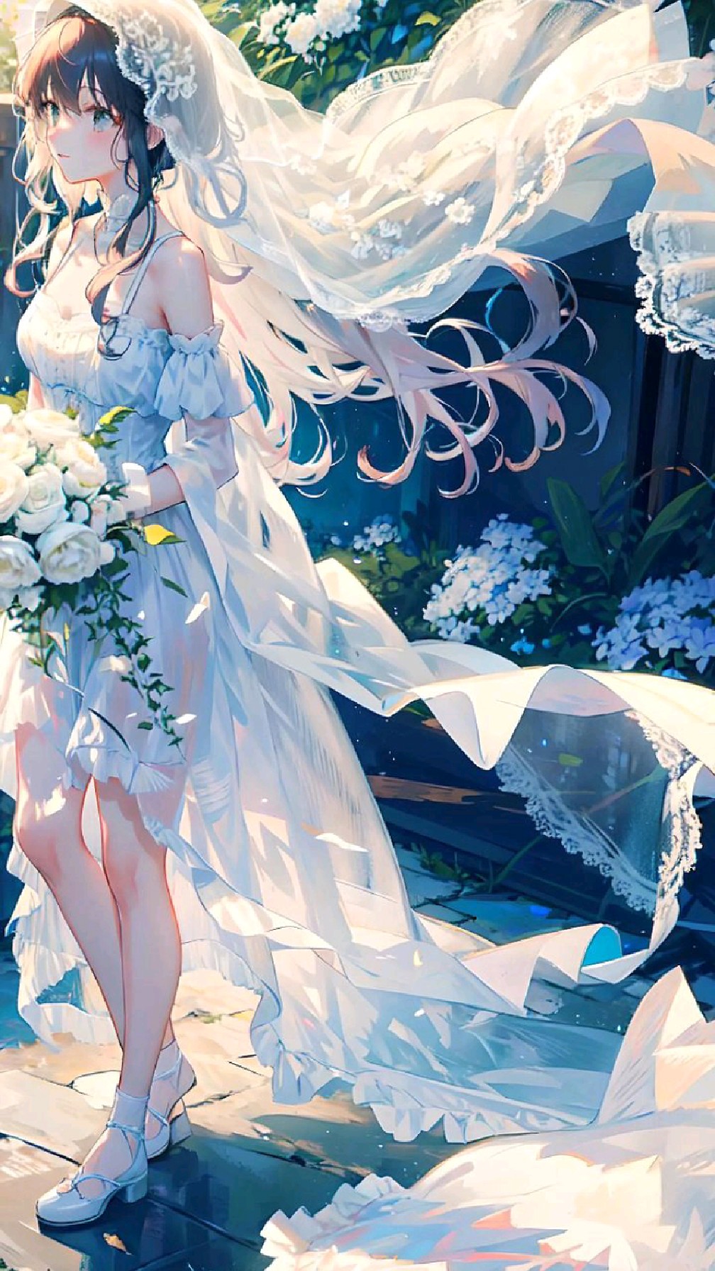 心爱的女孩穿着婚纱手捧鲜花嫁给你该是多么幸福&二次元美图