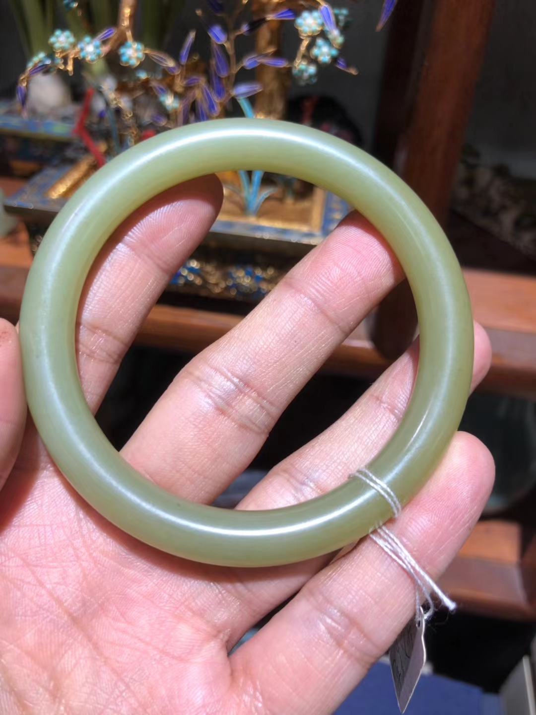 和田黄玉圆条手镯