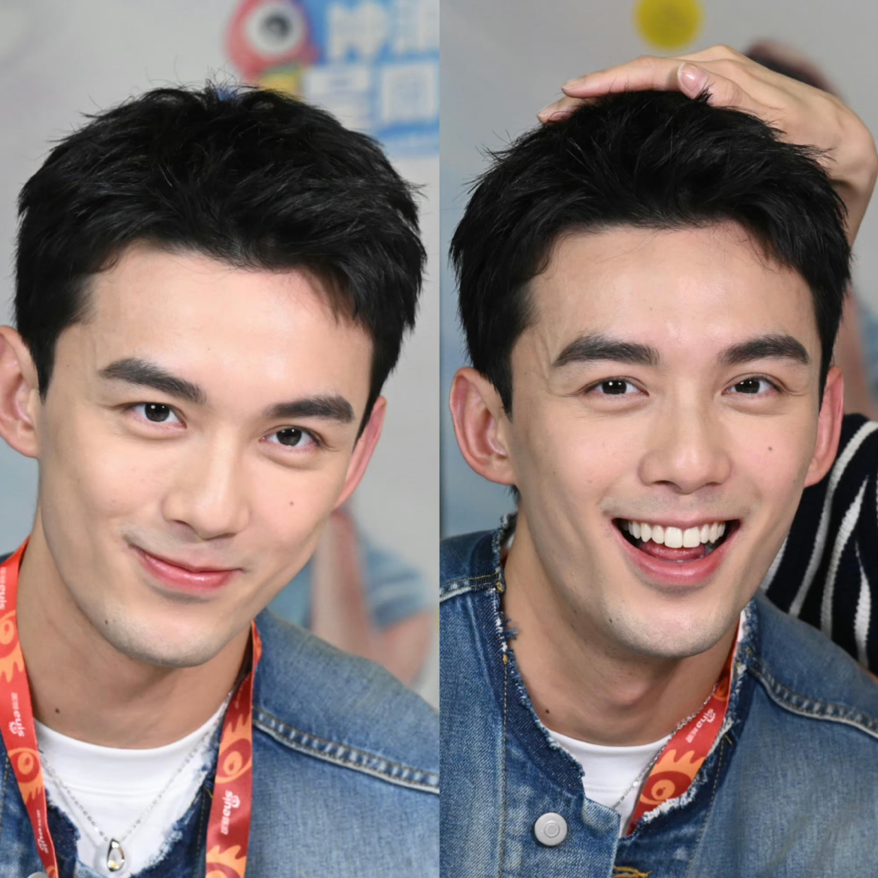 吴磊微笑的时候很帅,露出牙齿笑更加的帅气.