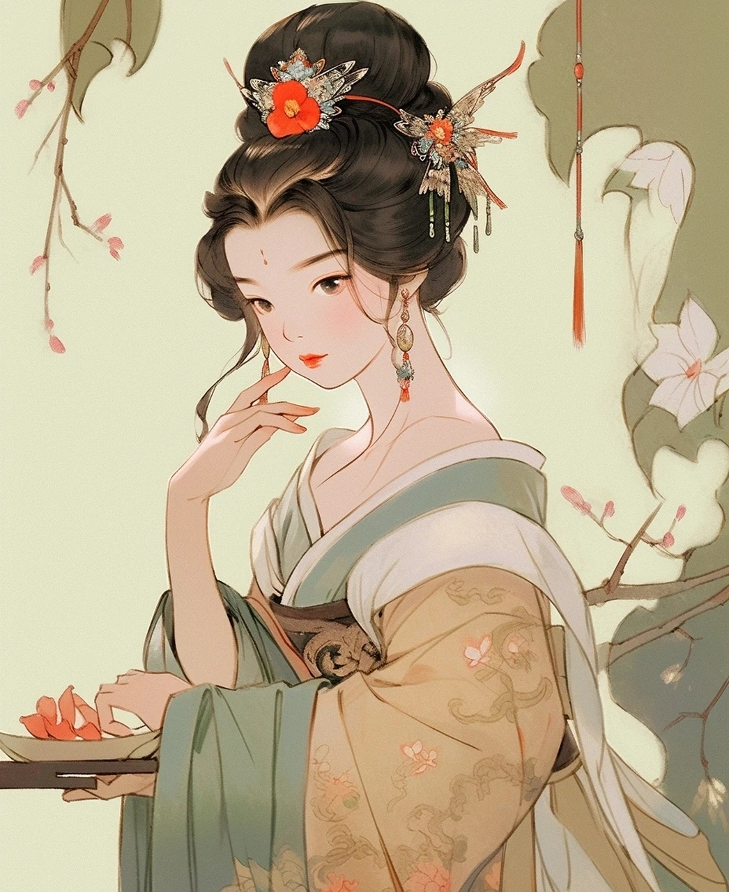 唐朝美人:美人卷珠帘,深坐颦蛾眉.