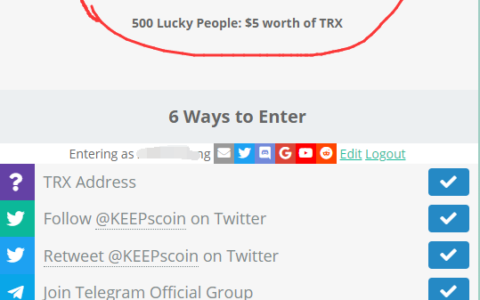 KEEPs空投价值3000美元的TRX代币，完成电报推特任务参与瓜分！
