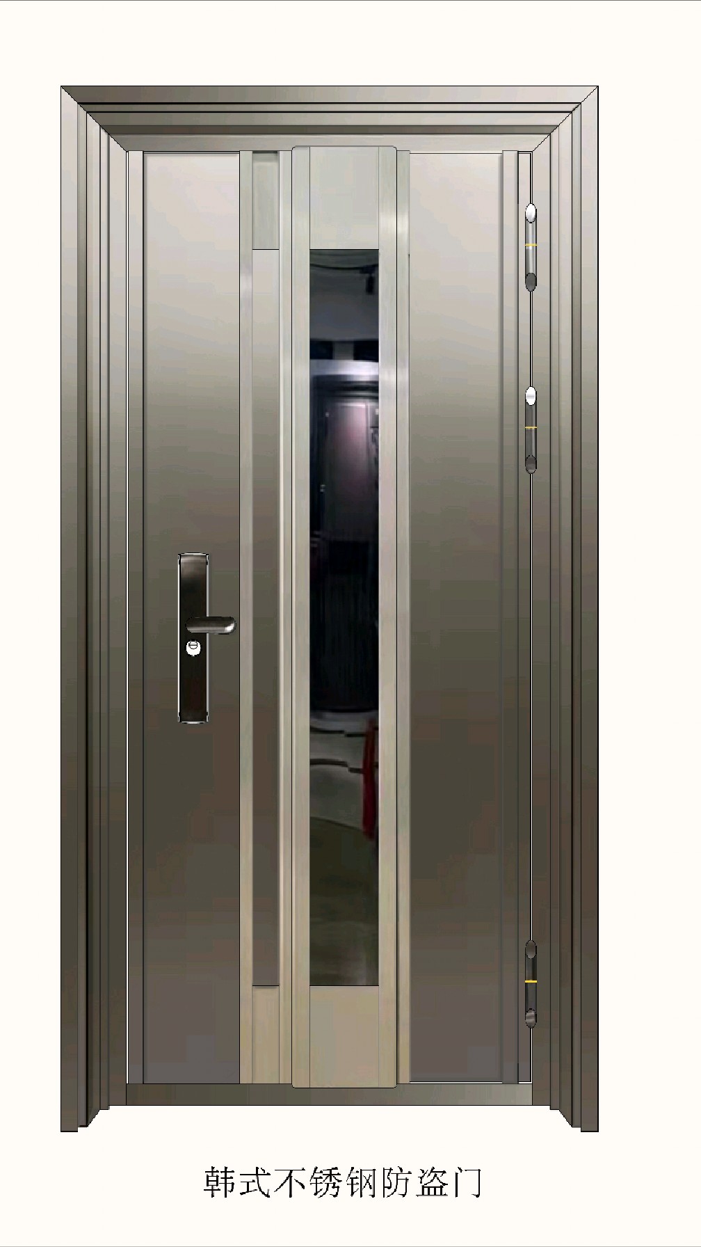 韩式门郊果客户确定不锈钢进户门防盗门爱林堡304不锈钢韩式进户门
