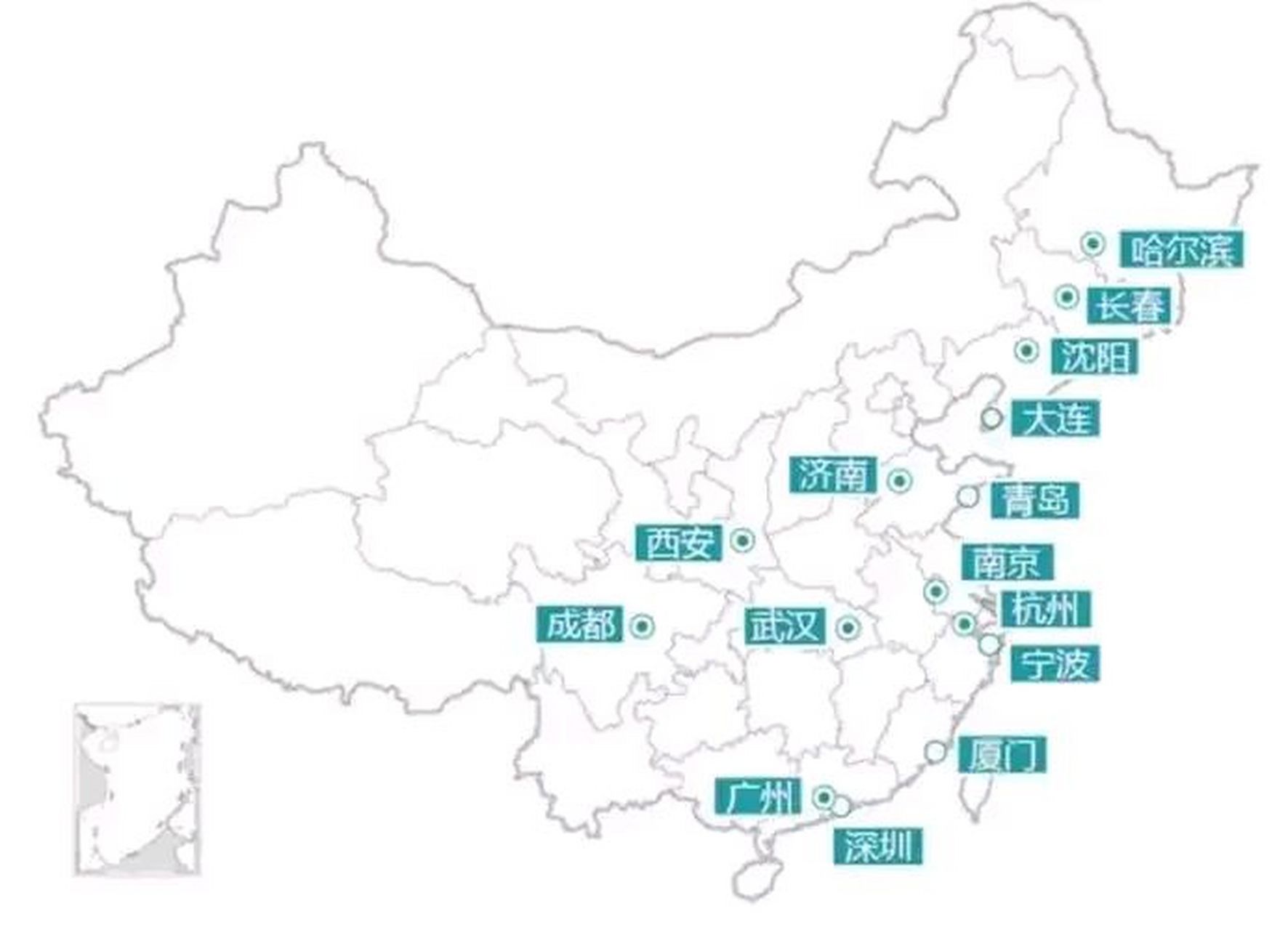 她们在行政地位上仅次于四大直辖市,从地图上可以看出,15个副省级城市