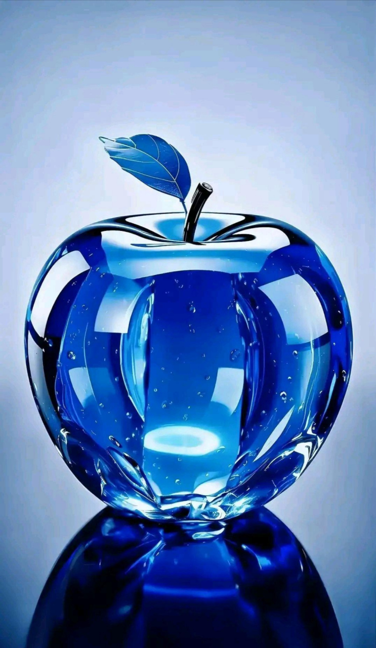 工艺饰品摆件:流光溢彩的钻石蓝水晶苹果