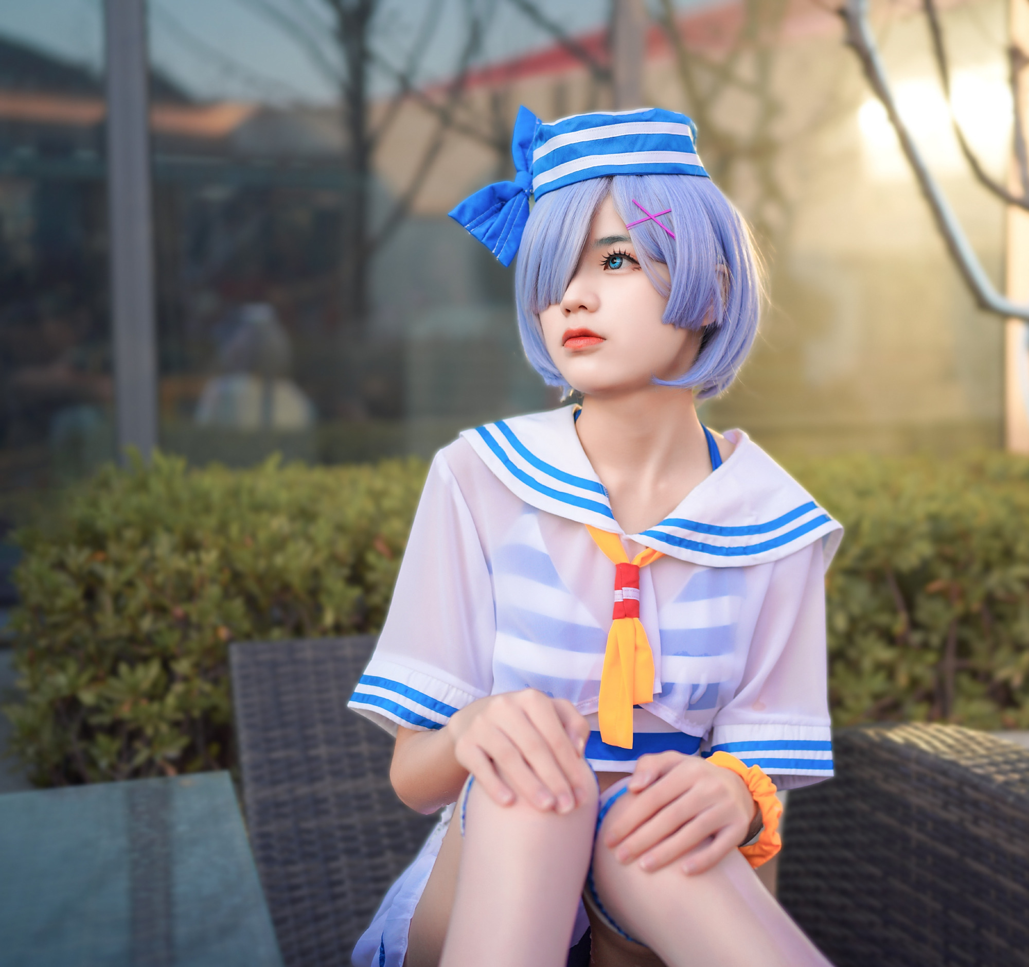 雷姆泳装cos,怎么这么不小心,把衣服都弄湿了