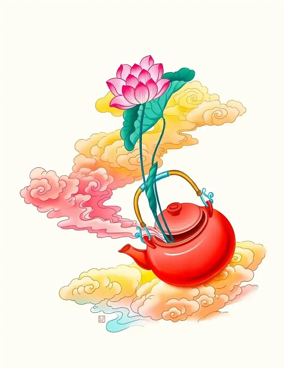 佛系美图插画,好运不断,财源不断,永远幸福