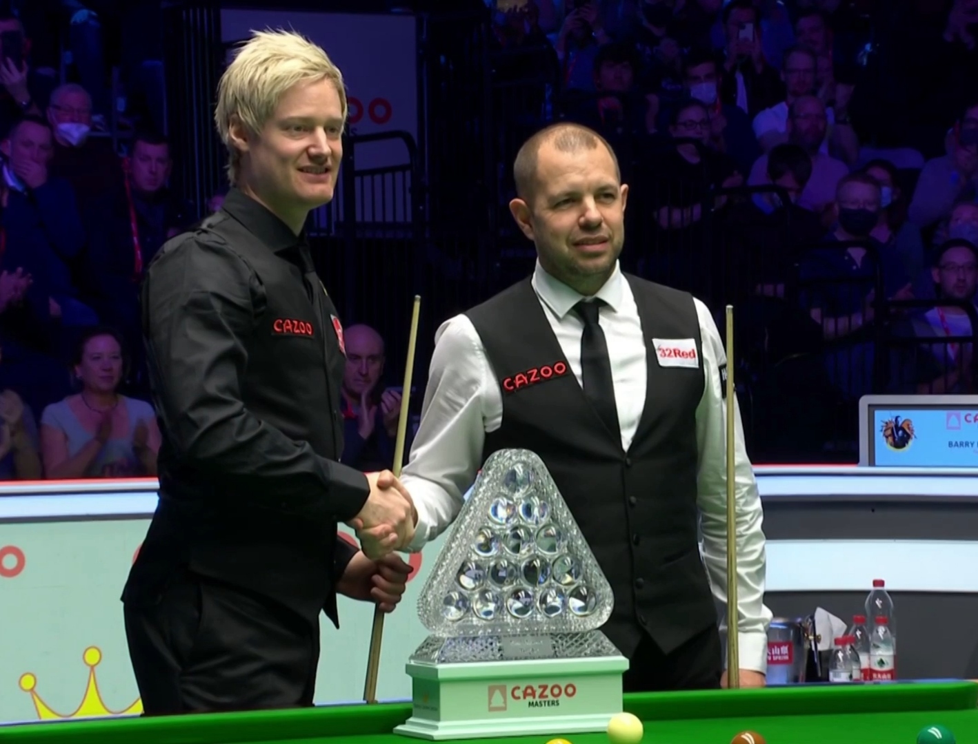 尼尔.罗伯逊10:4霍金斯,职业生涯第二次拿下斯诺克大师赛冠军