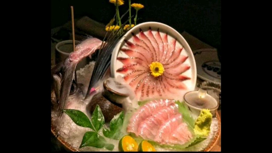 海鱼刺身摆盘,罗氏虾刺身
