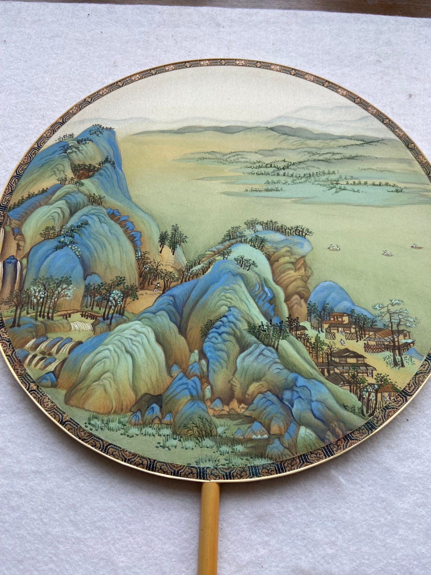 吴星老师教你画团扇青绿山水,《千里江山图》局部临摹(一)