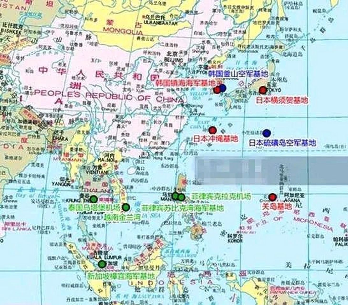 中国附近的美军基地图图片