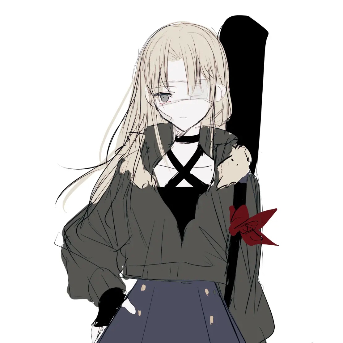 丧系动漫女生高清手绘头像