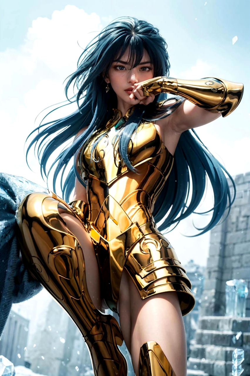 一组ai生成的女版水瓶座黄金圣斗士插画欣赏,by midjourney.