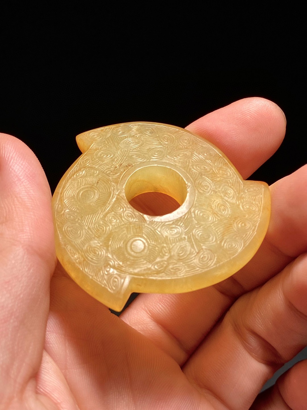 明以前 黄玉 卷云纹 玉璇玑 玉佩 挂件