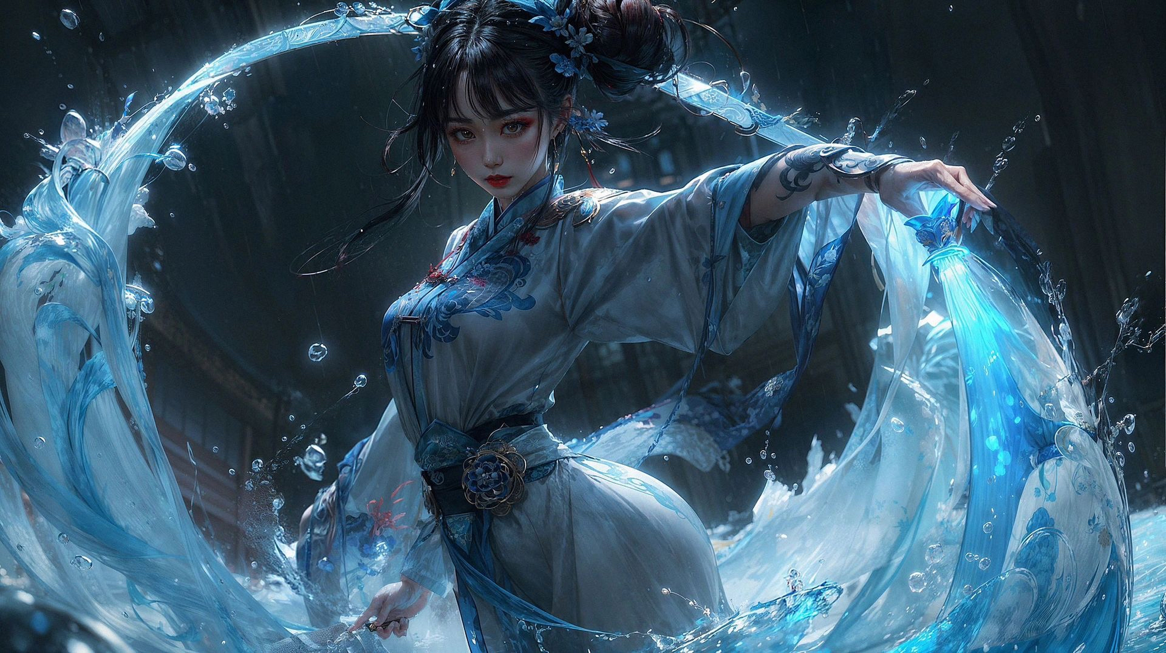 ai绘画|赛博修仙—御水#插画# #ai绘画# #赛博朋克2077