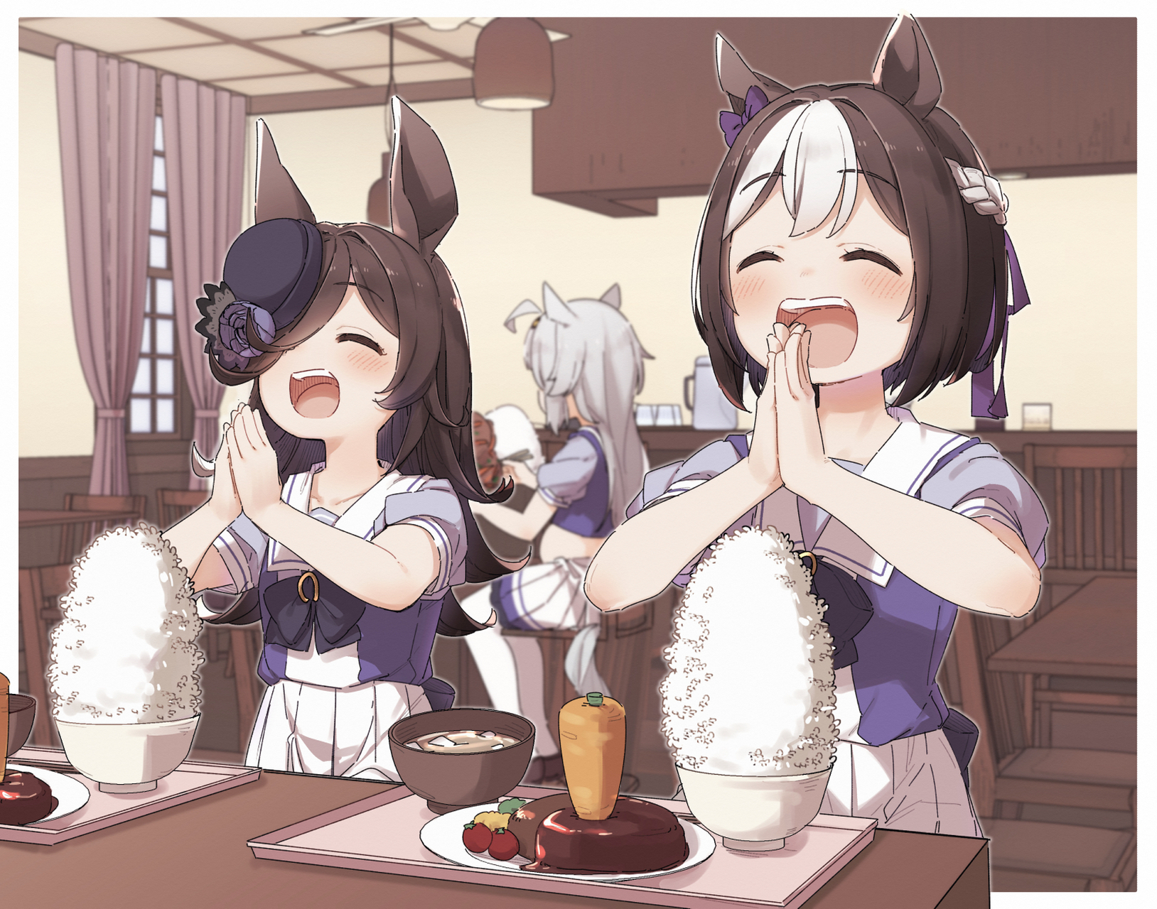 一顿一碗大米饭,外加一根大胡萝卜,我不客气啦[期待]#二次元#  画师