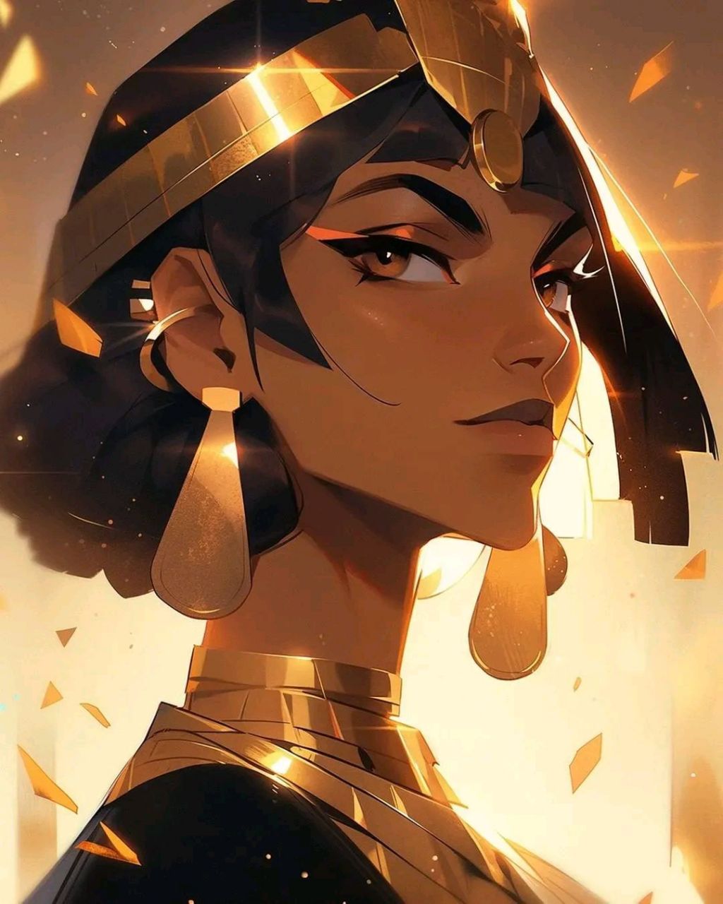 一组埃及风格的角色插画欣赏,金色与黑色搭配充满了华丽的风格.